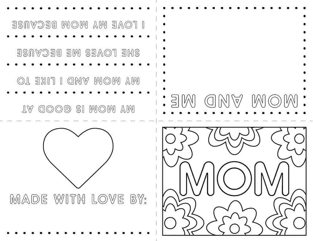 Free Printable Kids Mother s Day Card Coloring Page