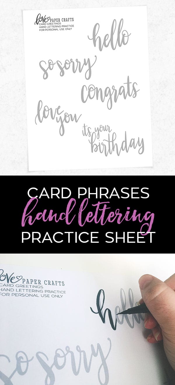Card Sayings Hand Lettering Practice Sheet Love Paper Crafts